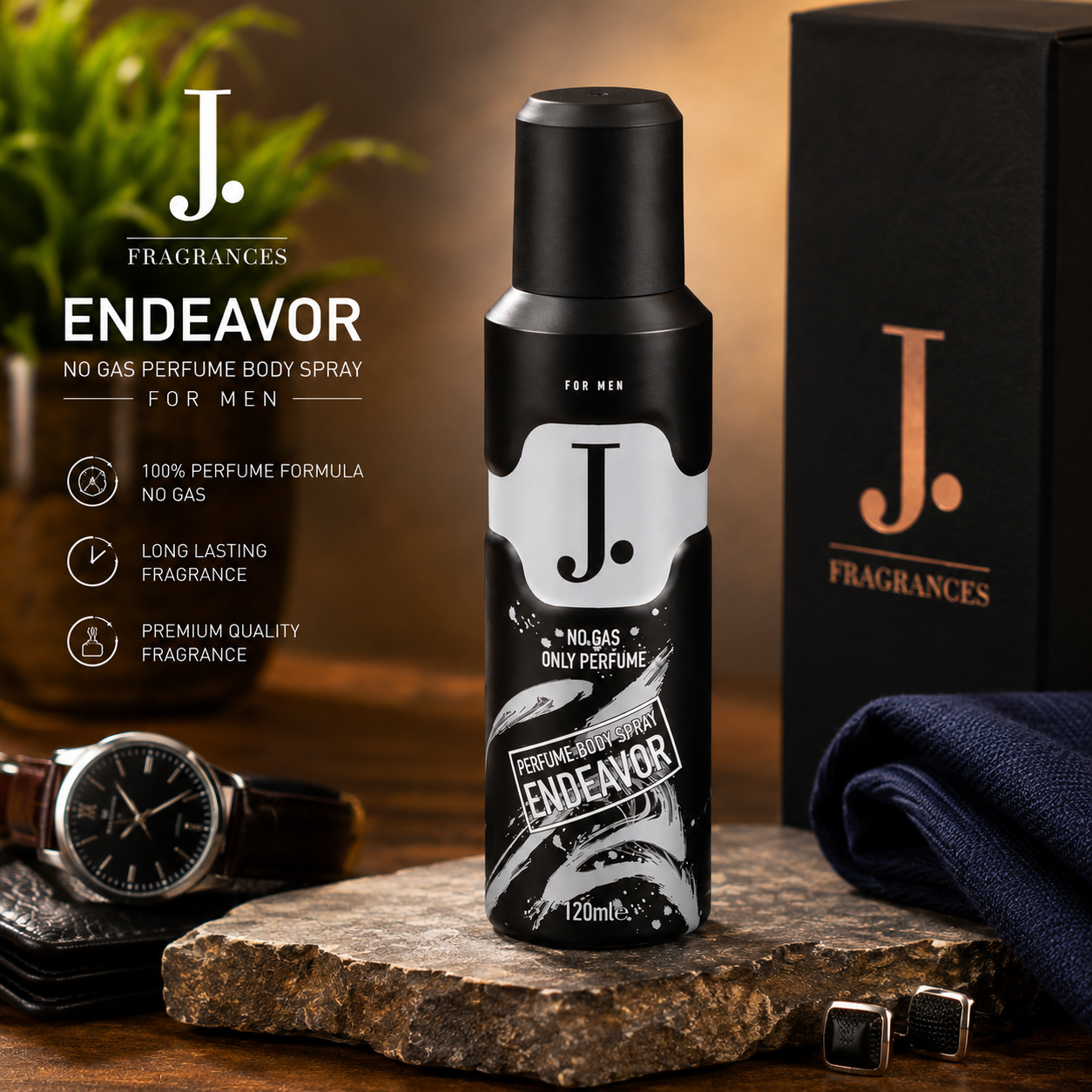 J. Endeavor Perfume Body Spray for Men 120ml – 100% Original No Gas Fragrance Available at Poshak Mahal Pakistan