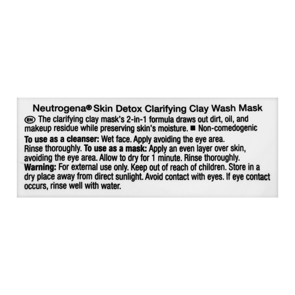 Neutrogena Skin Detox Clarifying Clay Wash Mask, All Skin Types, 150ml