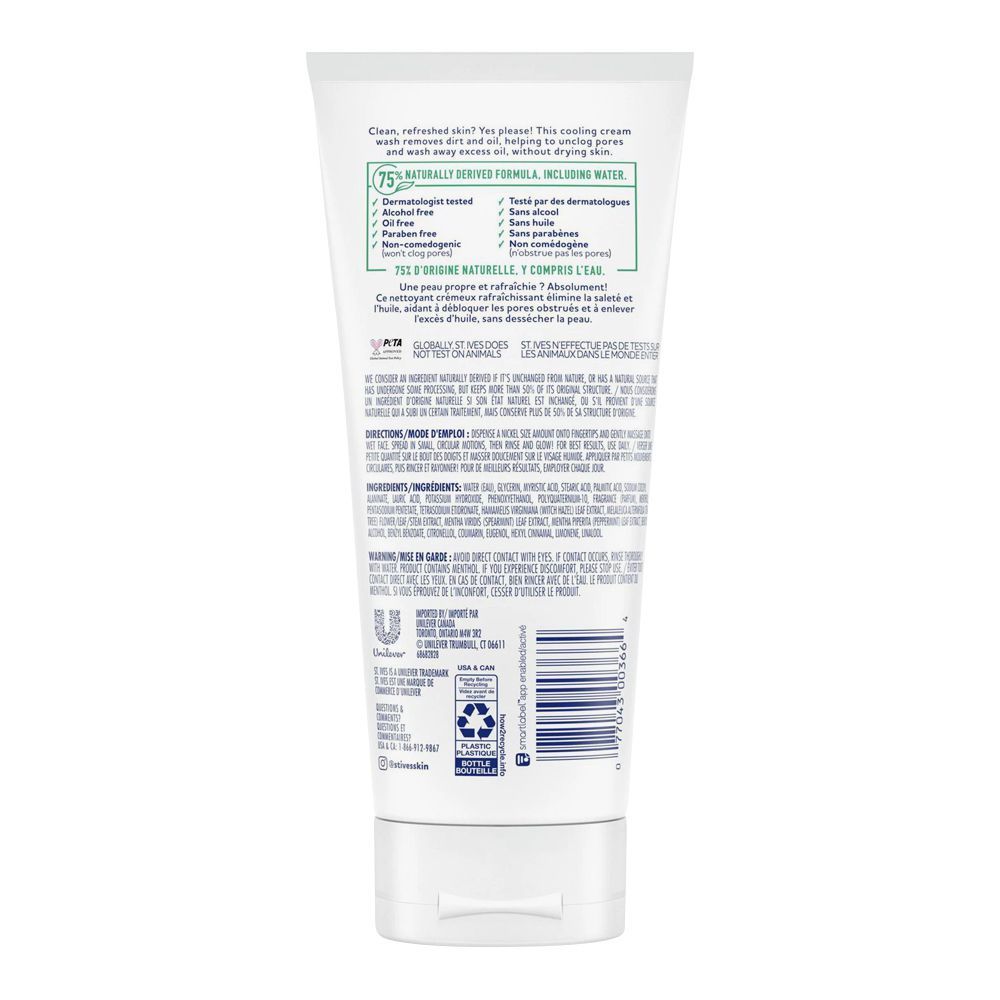 St.Ives - Deep Clean Mint & Tea Tree Cream Wash - 170g From Back Side