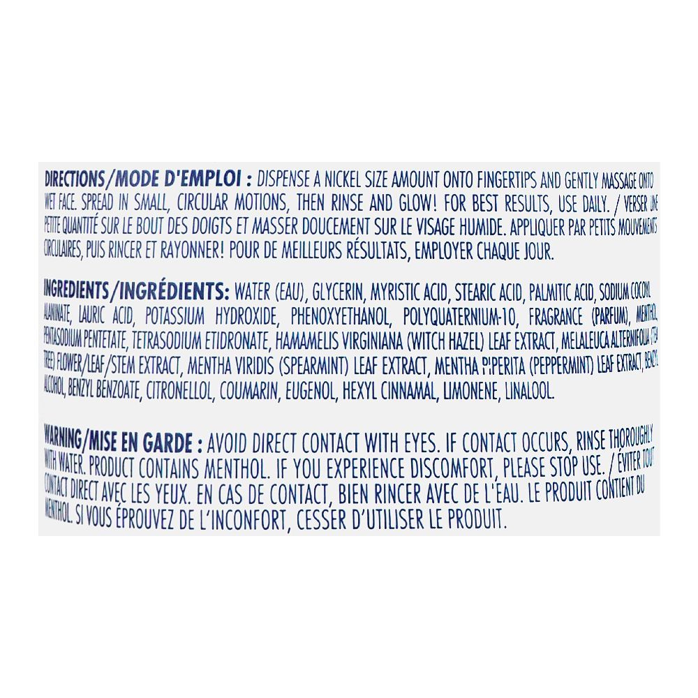 St.Ives - Deep Clean Mint & Tea Tree Cream Wash - 170g label with directions, ingredients, and warnings on a white background