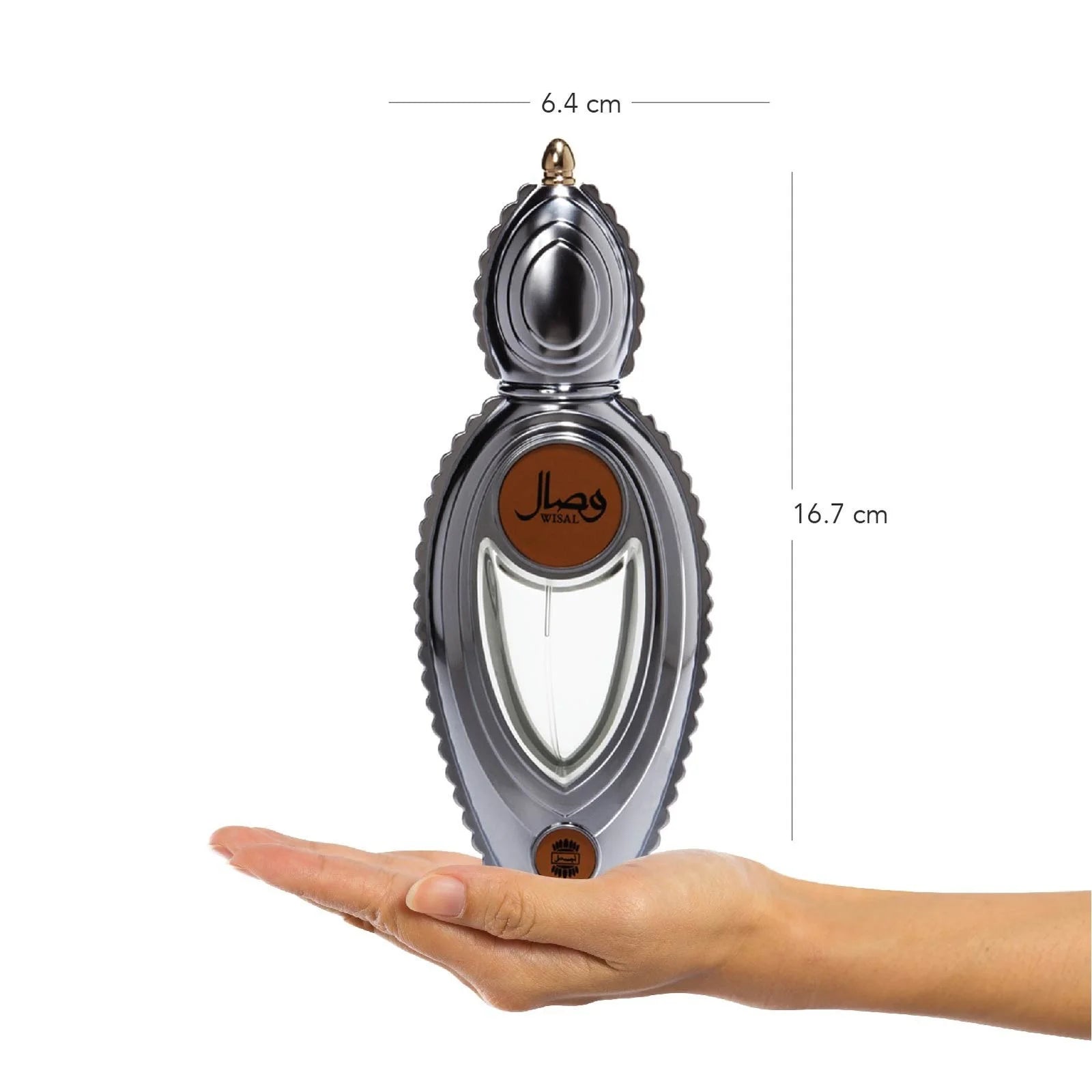 Ajmal Wisal perfume bottle close-up showing gold details and branding