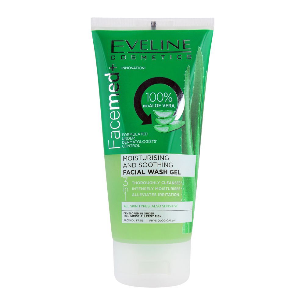 Eveline 3-In-1 Facemed 100% Bio Aloe Vera Moisturising And Soothing Facial Wash Gel 150ml