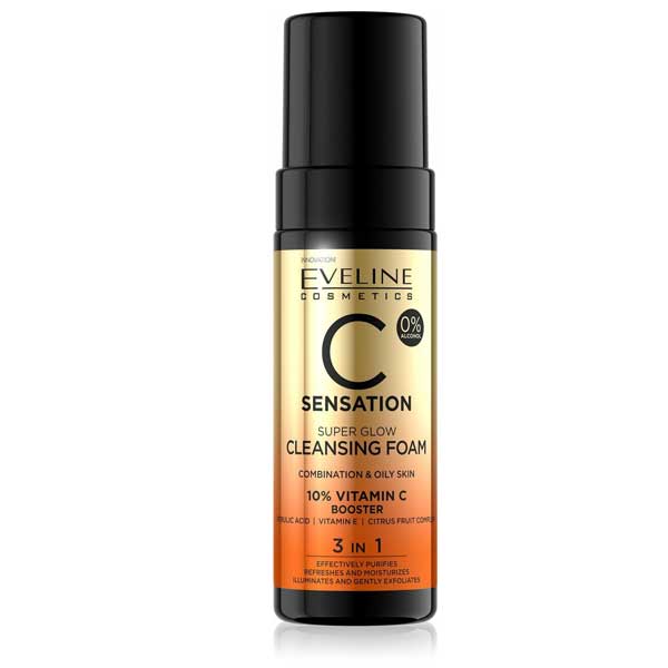 Eveline C Sensation Super Glow Cleansing Foam 10% Vitamin C 3 in 1 150ml