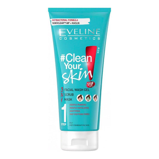 Eveline Clean Your Skin 3-In-1, Facial Wash Gel + Scrub + Mask 200ml
