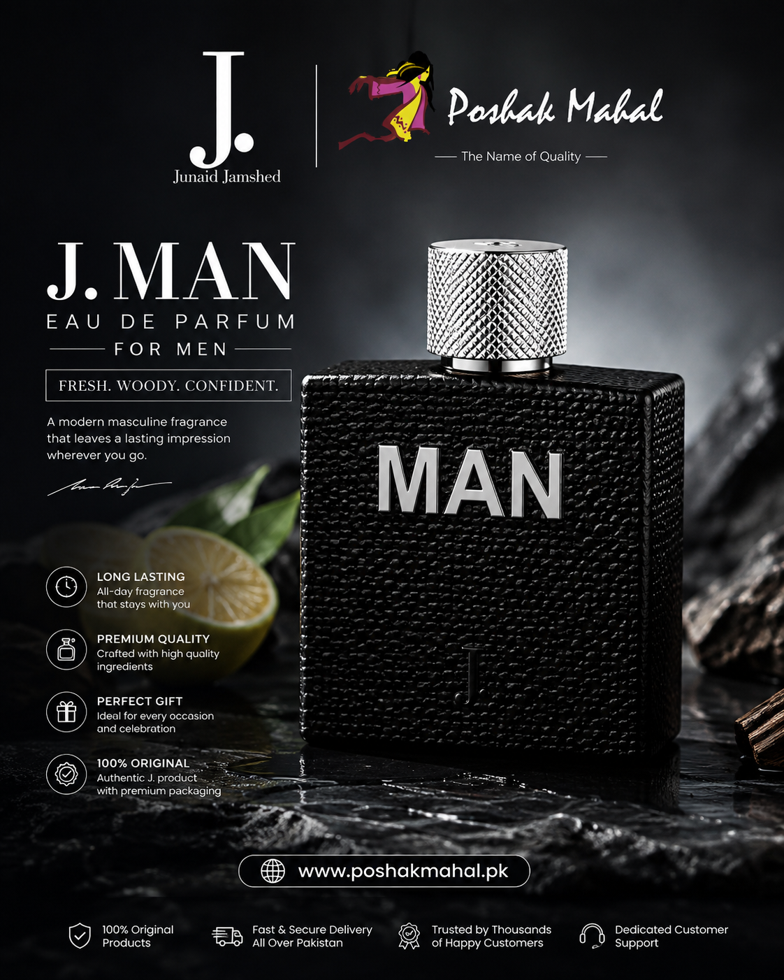 J. Man Eau de Parfum for Men 100ml by Junaid Jamshed – Poshak Mahal