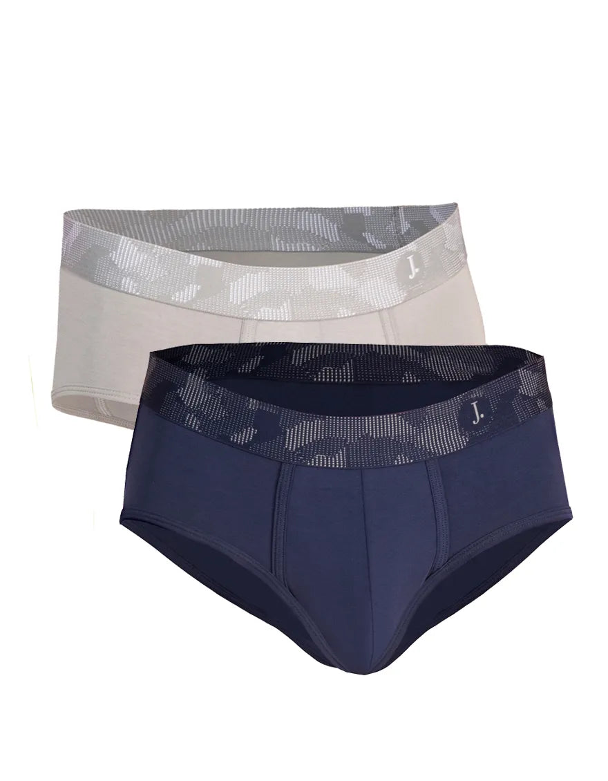 Junaid Jamshed J. Grey & Navy Pack Of 2 Modal Brief