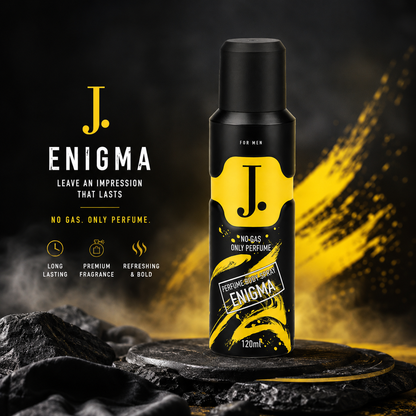 J. Enigma No Gas Perfume Body Spray 120ml for men with long-lasting fragrance
