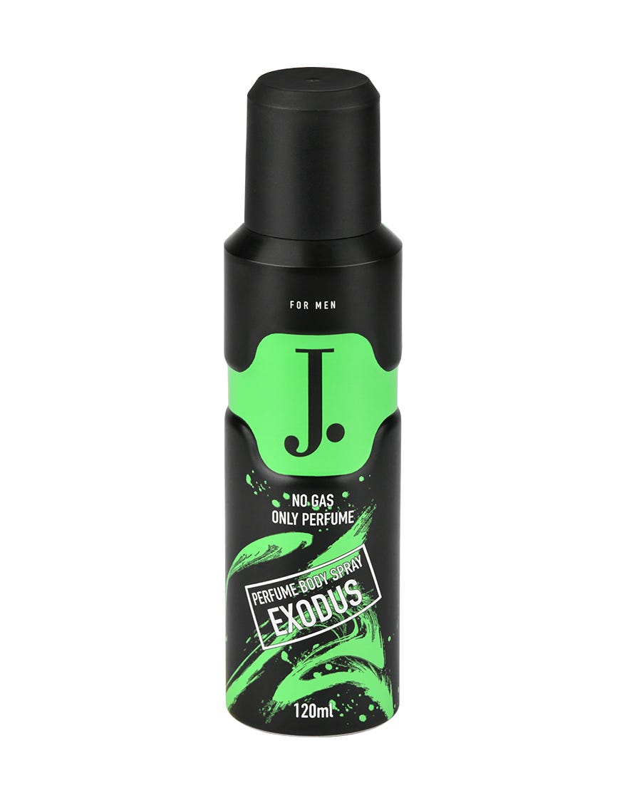 Junaid Jamshed J. Exodus No Gas Perfume Body Spray for Men 120ml original fragrance bottle available at Poshak Mahal Pakistan