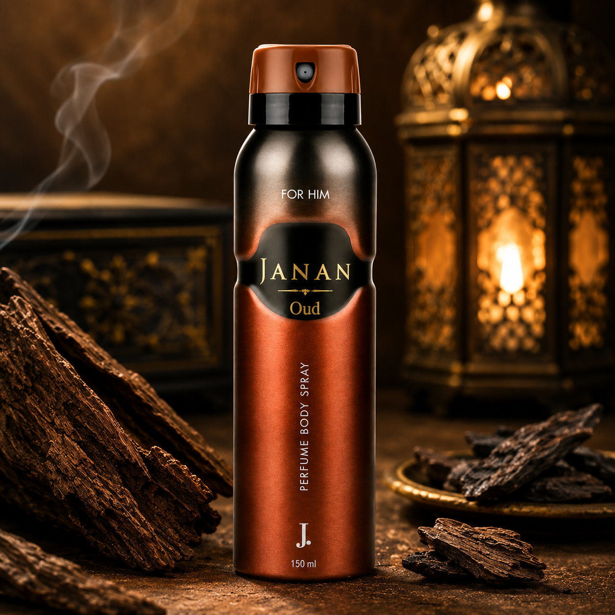 Premium Junaid Jamshed J. Janan Oud Perfume Body Spray for Men 150ml Luxury Lifestyle Image | Original Oud Fragrance Price in Pakistan | Poshak Mahal