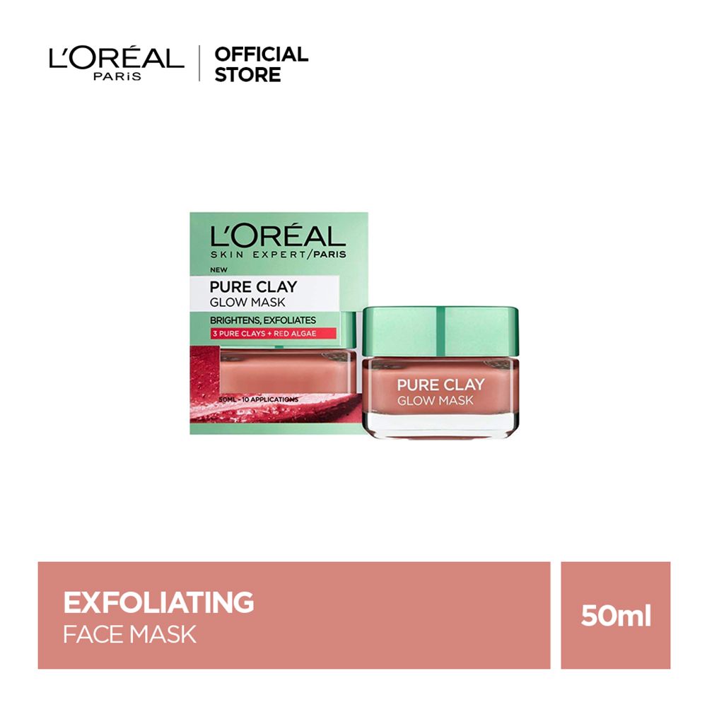 L'Oreal Paris Pure Clay Mask, Exfoliates & Brighten, 50ml