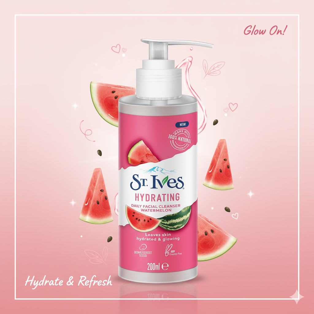 St. Ives Hydrating Watermelon, Daily Facial Cleanser, 200ml