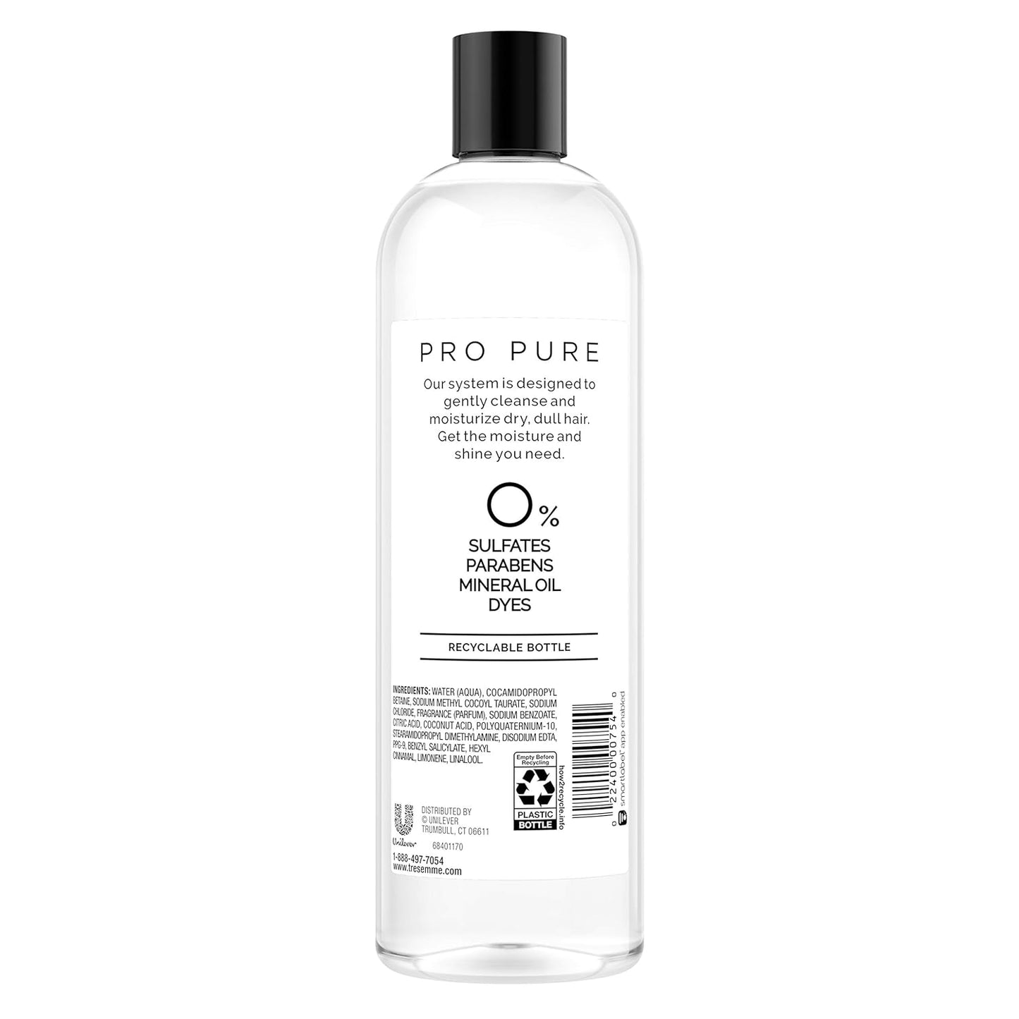 TRESemmé Pro Pure Shampoo For Daily Moisture Micellar Moisture Paraben Free, Dye Free Moisture Shampoo, 473g