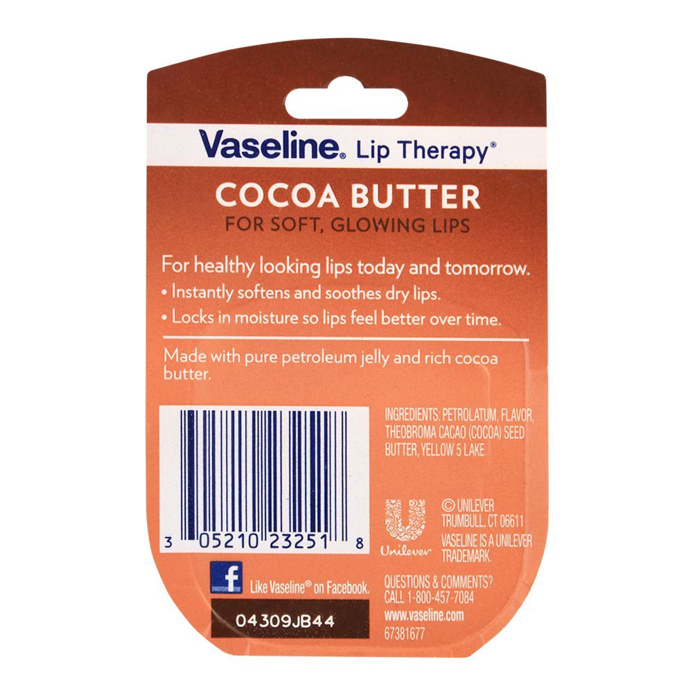 Vaseline - Lip Therapy Lip Balm, Cocoa Butter, 7g