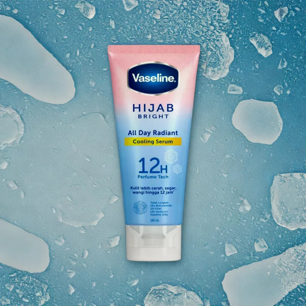 Vaseline Hijab Bright 12H Perfume Tech All Day Radiant Cooling Serum, 180ml