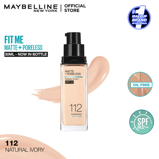 Maybelline - Fit Me Matte + Poreless Liquid Foundation SPF 22 - 112 - Natural Ivory