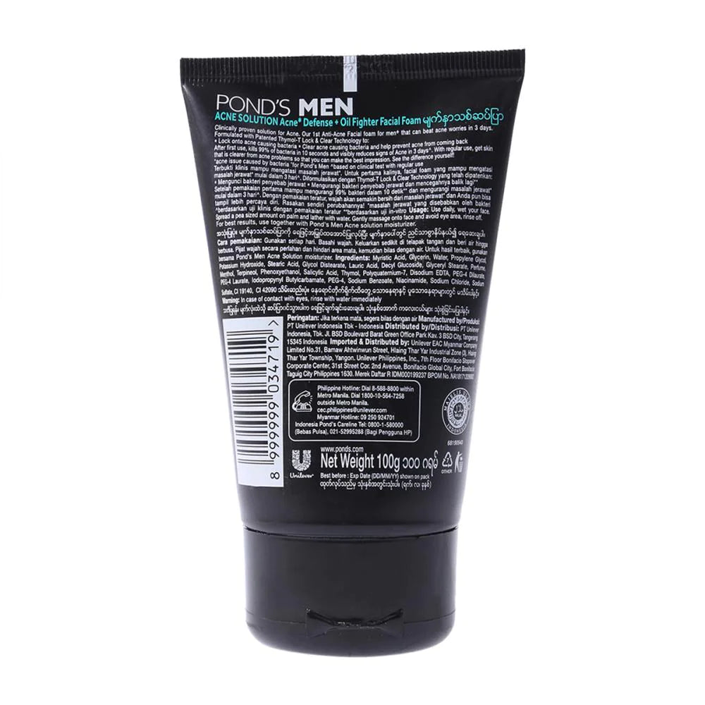 Ponds Men Acne Solution Oil Control Face Wash 100ml